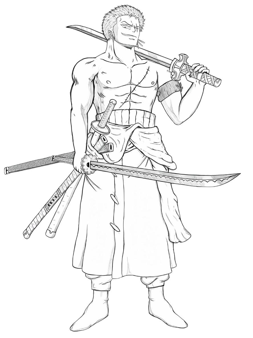 Coloriage Zoro Tenant Une Epee