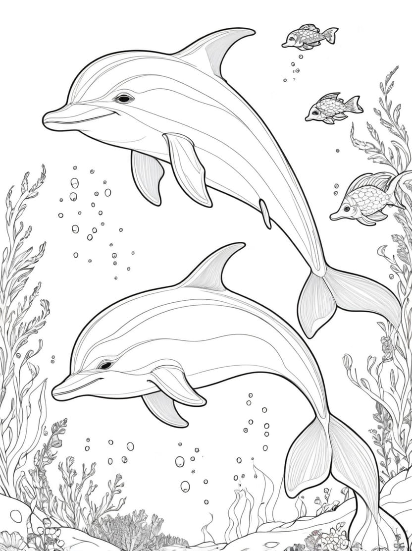 Coloriagedauphin Couple Sous Eau