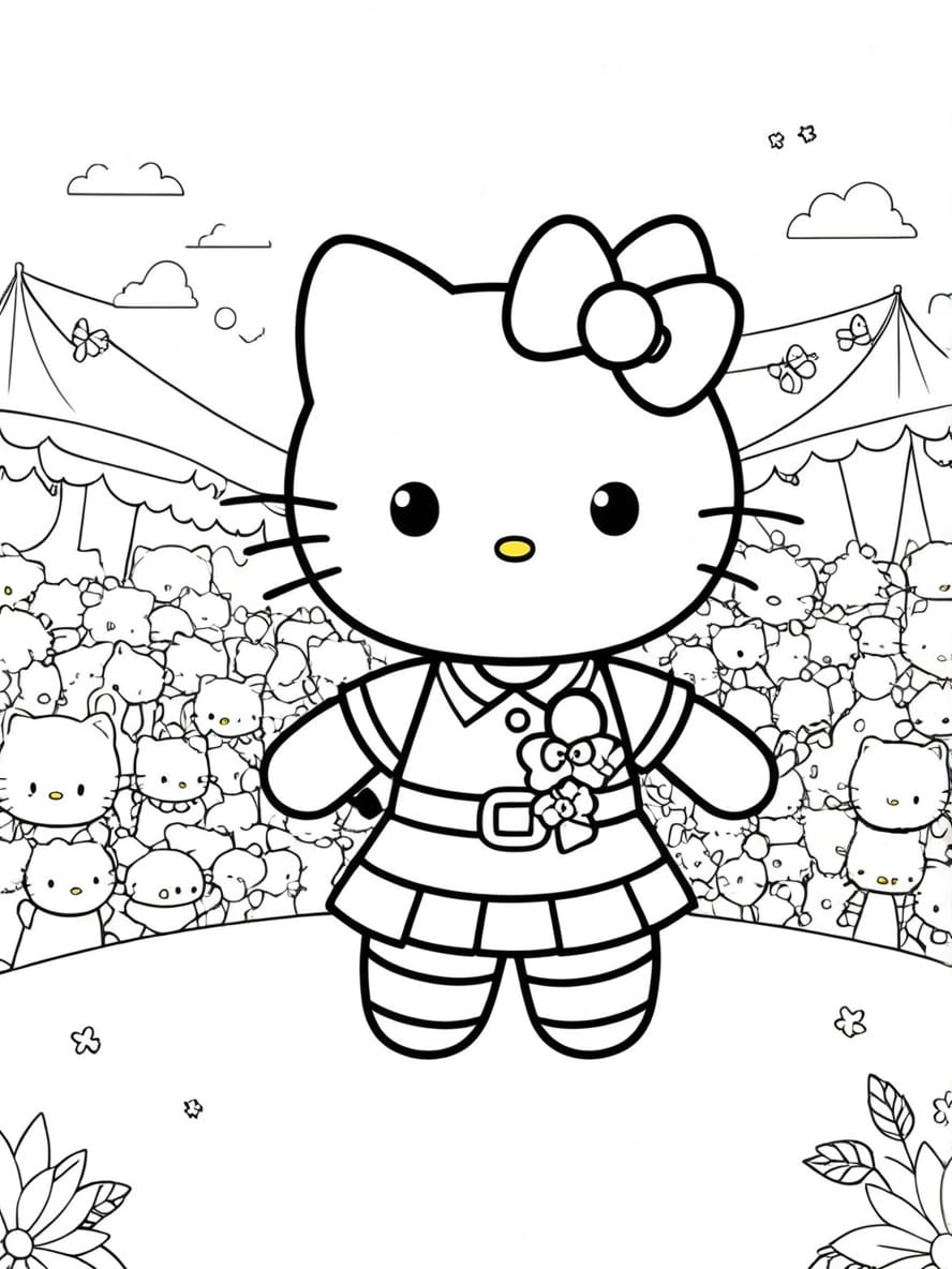 Coloriages Hello Kitty Dans Un Festival De Musique