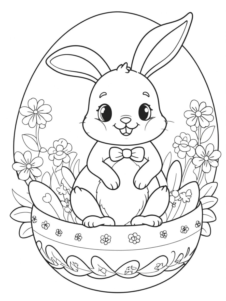 Lapin Coloriage Paques Artistique Pour Enfant