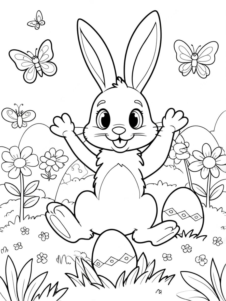 Lapin Coloriage Paques Gratuit Simple