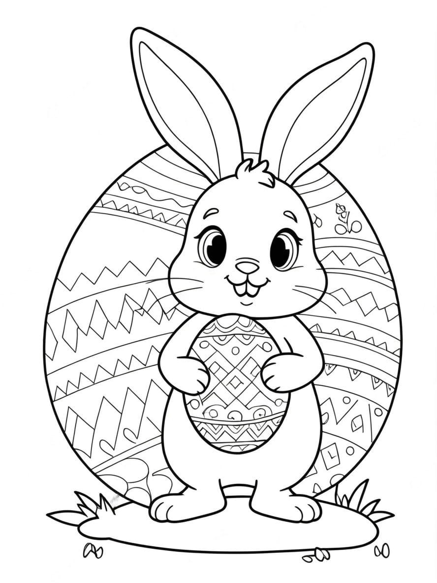 Lapin Oeuf Coloriage Paques A Imprimer