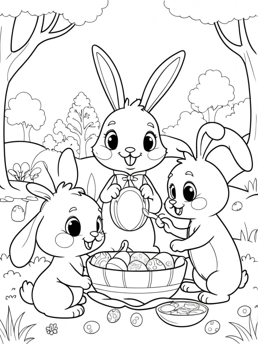 Lapin Oeuf Coloriage Paques Art A Imprimer Gratuit