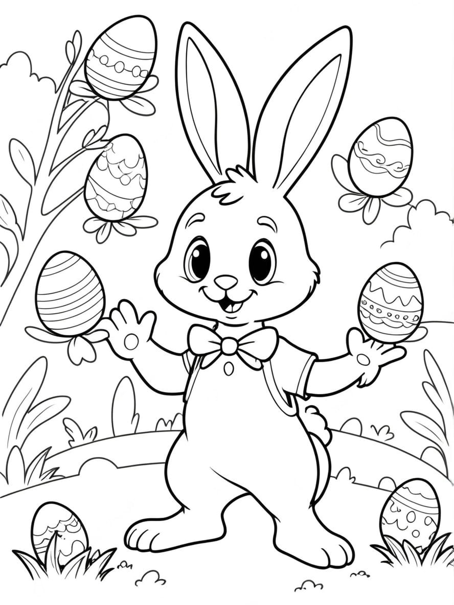 Lapin Oeuf Coloriage Paques Art A Imprimer