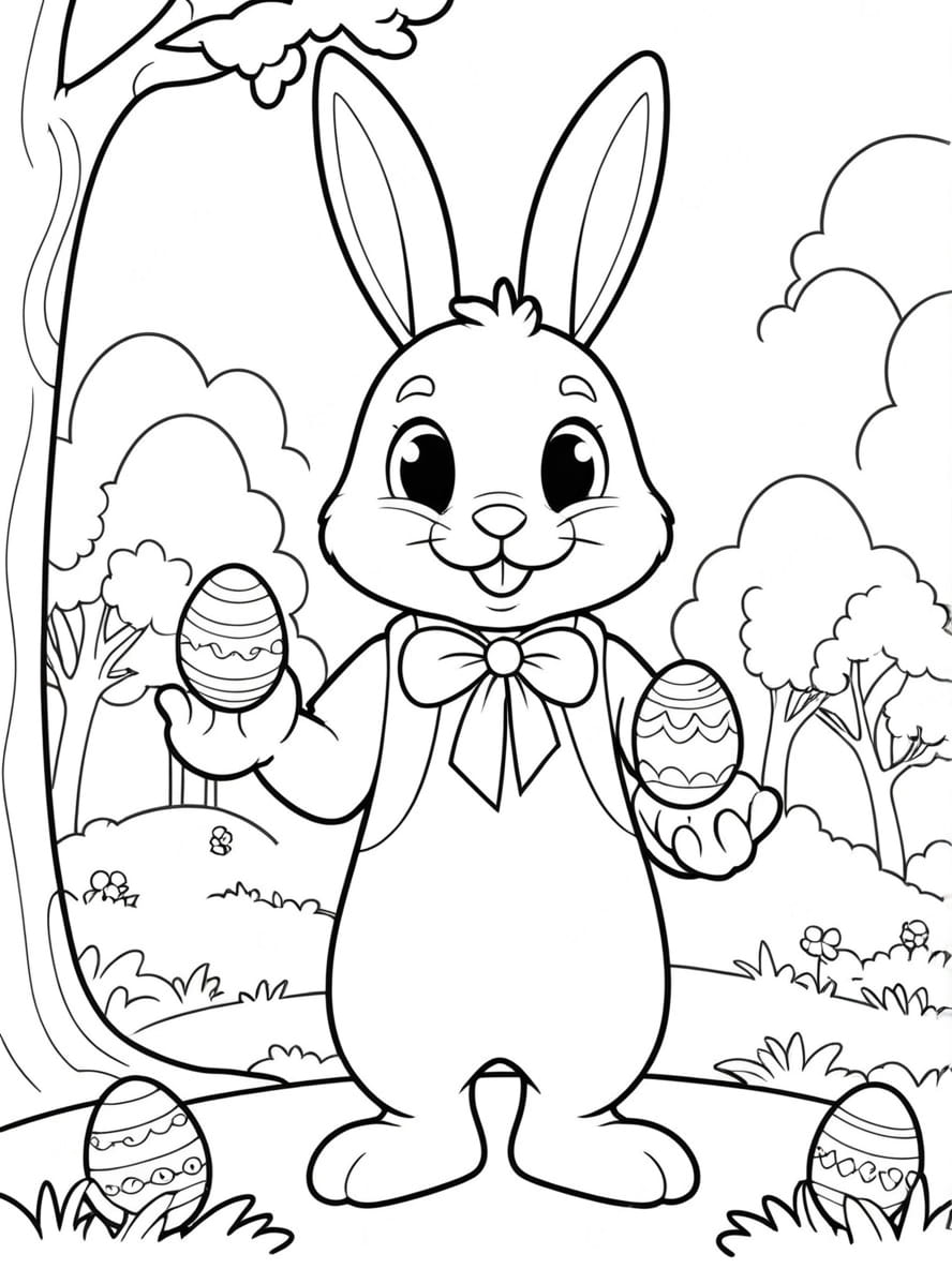 Lapin Oeuf Coloriage Paques Art Pour Enfant