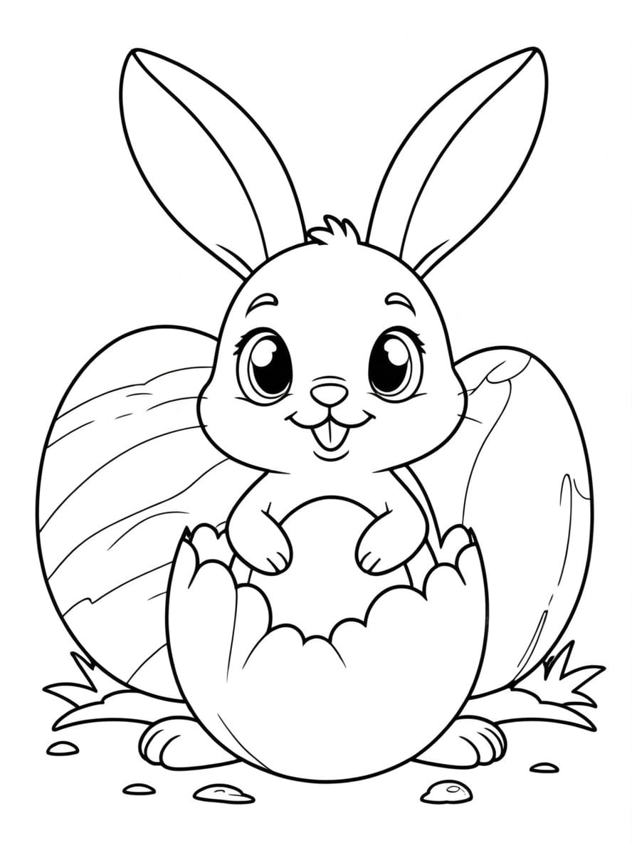 Lapin Oeuf Coloriage Paques Creatif Gratuit