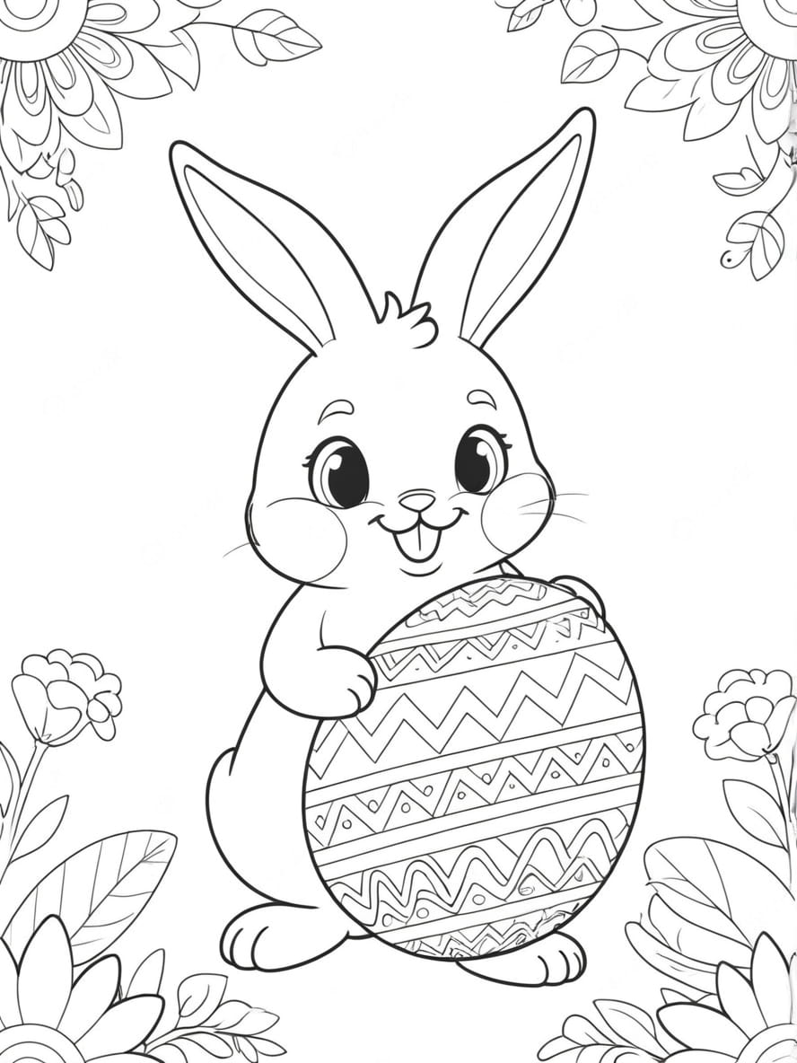 Lapin Oeuf Coloriage Paques Creatif Pour Enfant