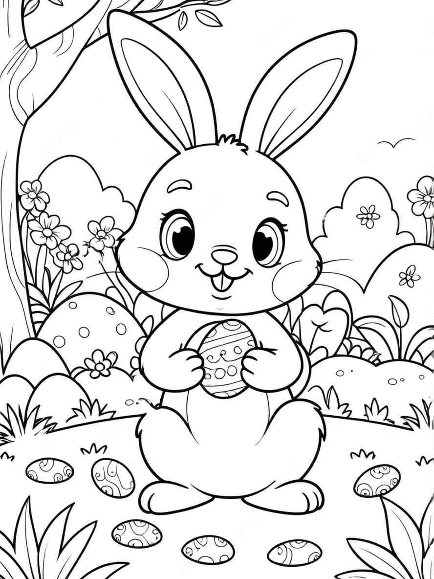 Lapin Oeuf Coloriage Paques Creatif