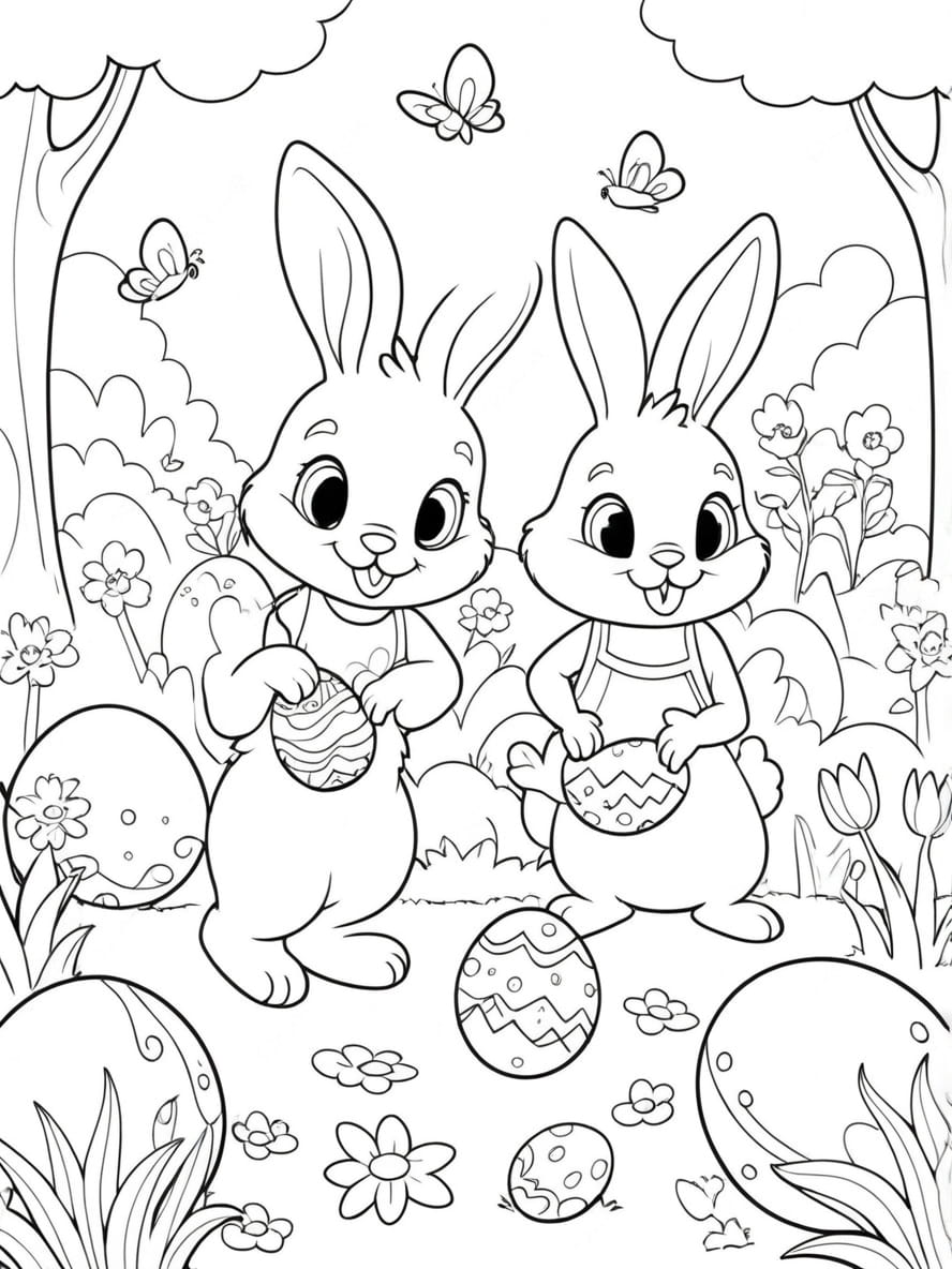 Lapin Oeuf Coloriage Paques Gratuit Artistique