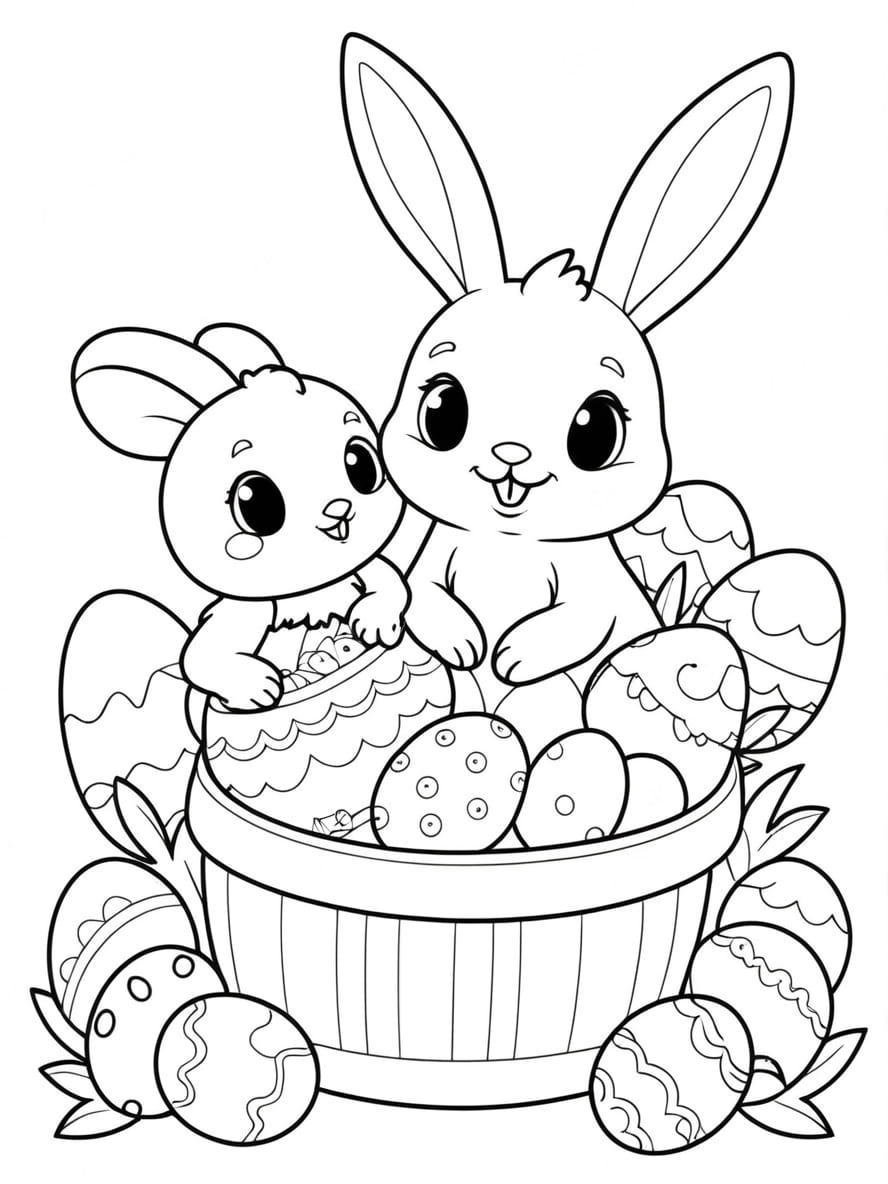 Lapin Oeuf Coloriage Paques Gratuit Pour Enfant