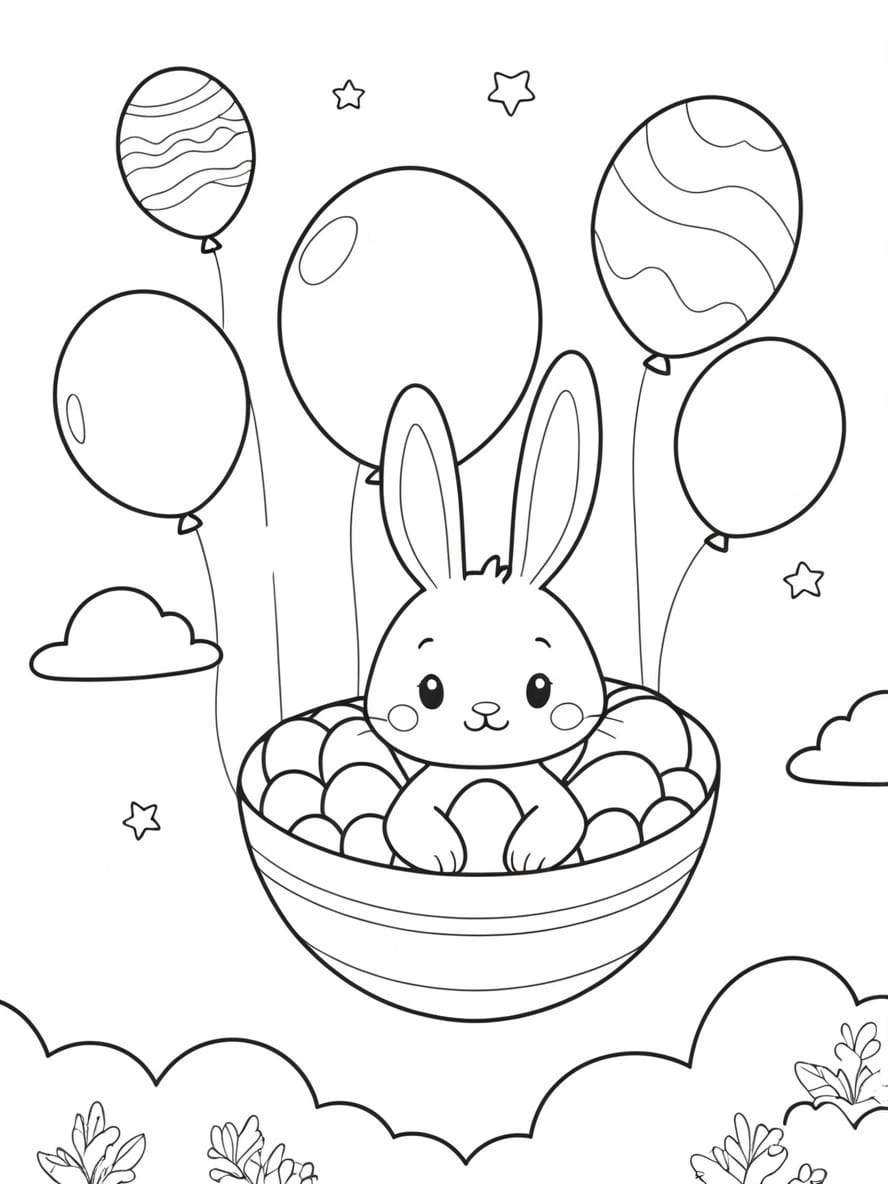 Lapin Oeuf Coloriage Paques Gratuit Simple