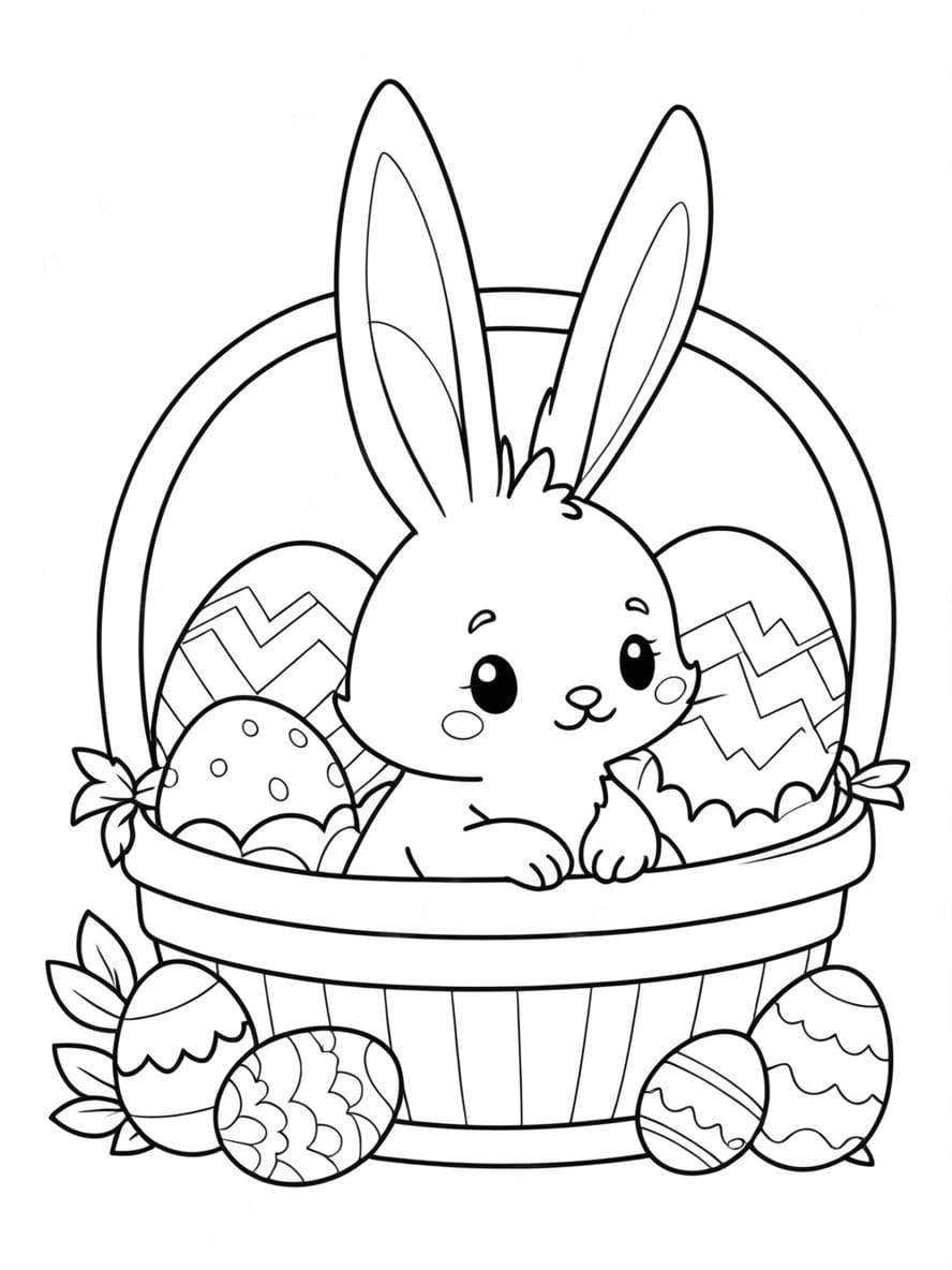 Lapin Oeuf Coloriage Paques Gratuit