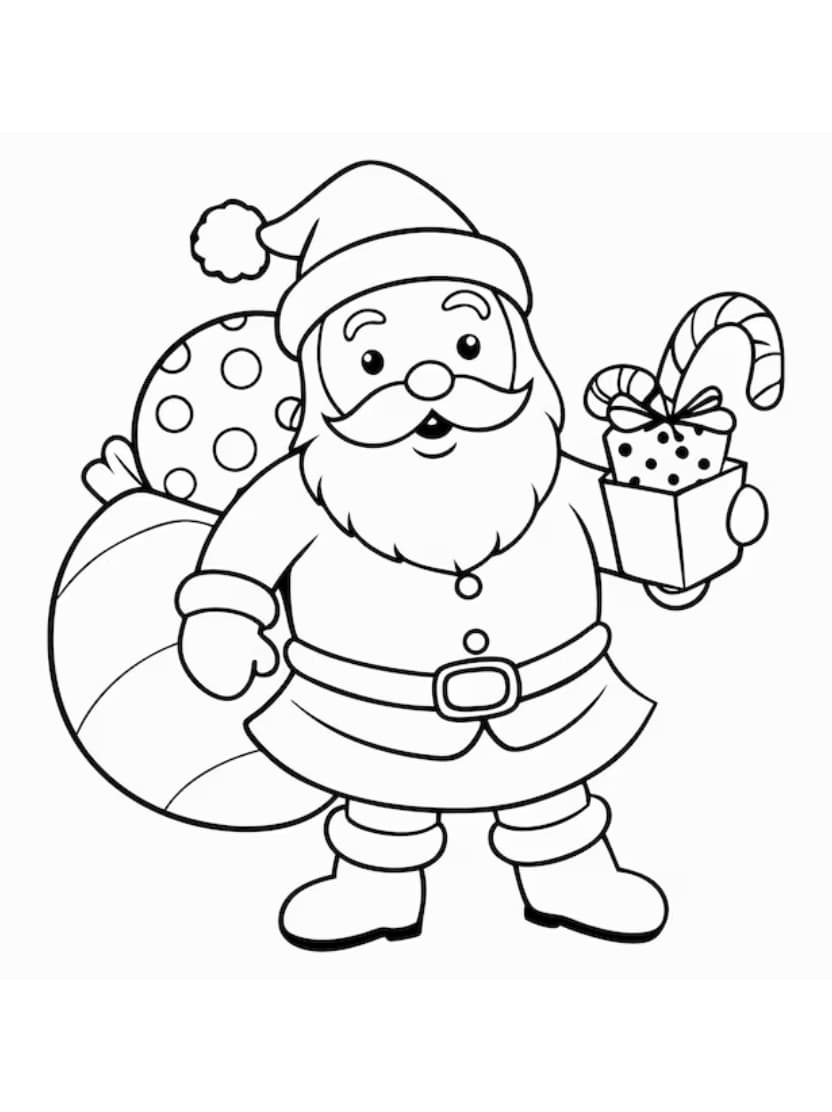 Pere Noel Coloriage Distribution De Cadeaux