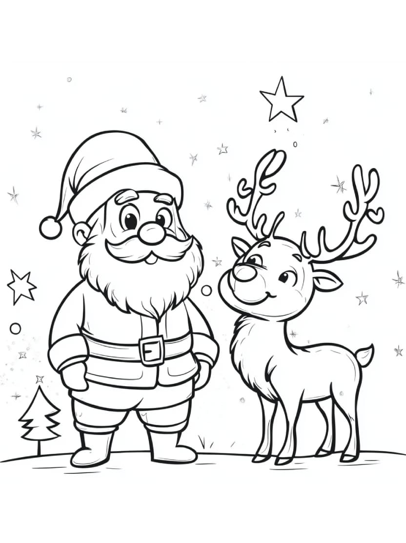 Pere Noel Coloriage Et Renne