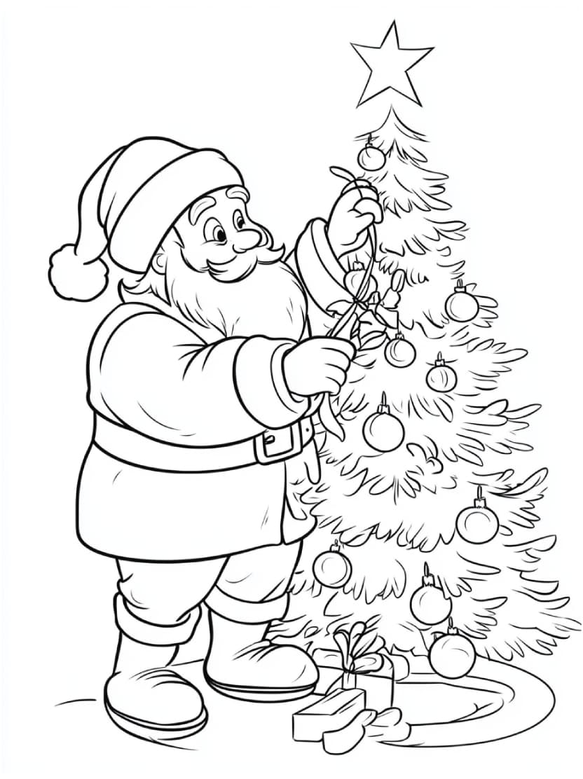 Pere Noel Coloriage Et Sapin