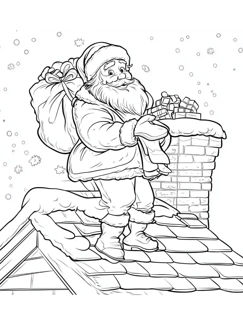 Pere Noel Coloriage Pour Distribuer Cadeaux Aux Enfants