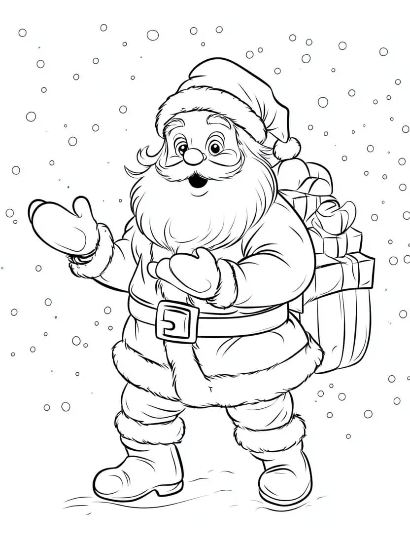 Pere Noel Coloriage Sous La Neige