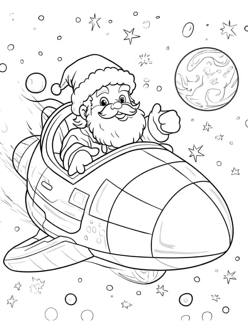 Pere Noel Coloriage Voyage Spatial