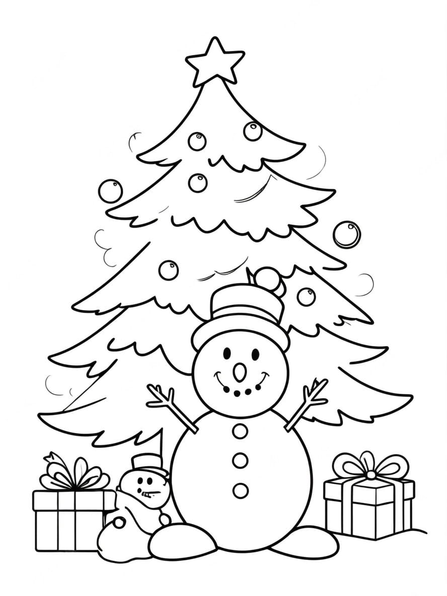 Sapin De Noel Coloriage Bonhomme De Neige A Imprimer