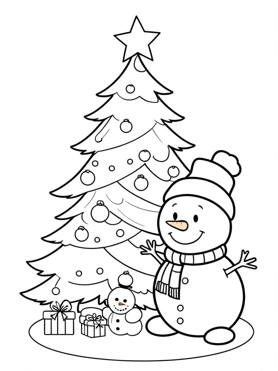 Sapin De Noel Coloriage Bonhomme De Neige Gratuit