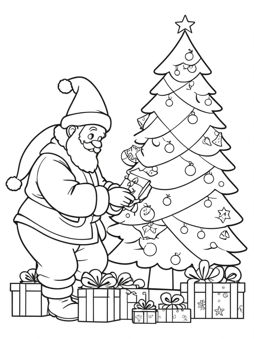 Sapin De Noel Coloriage Et Pere Noel