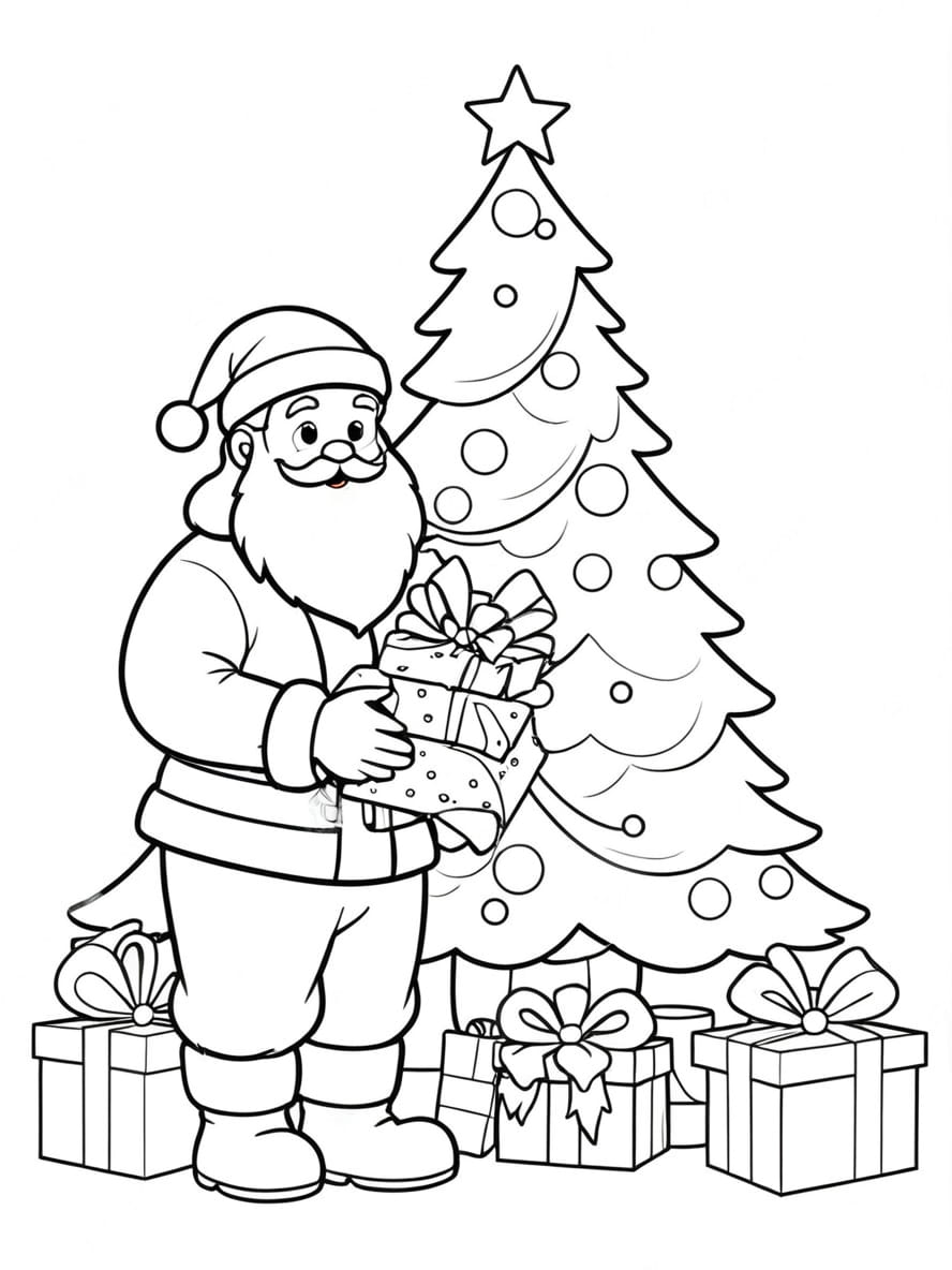 Sapin De Noel Coloriage Et Santa Claus