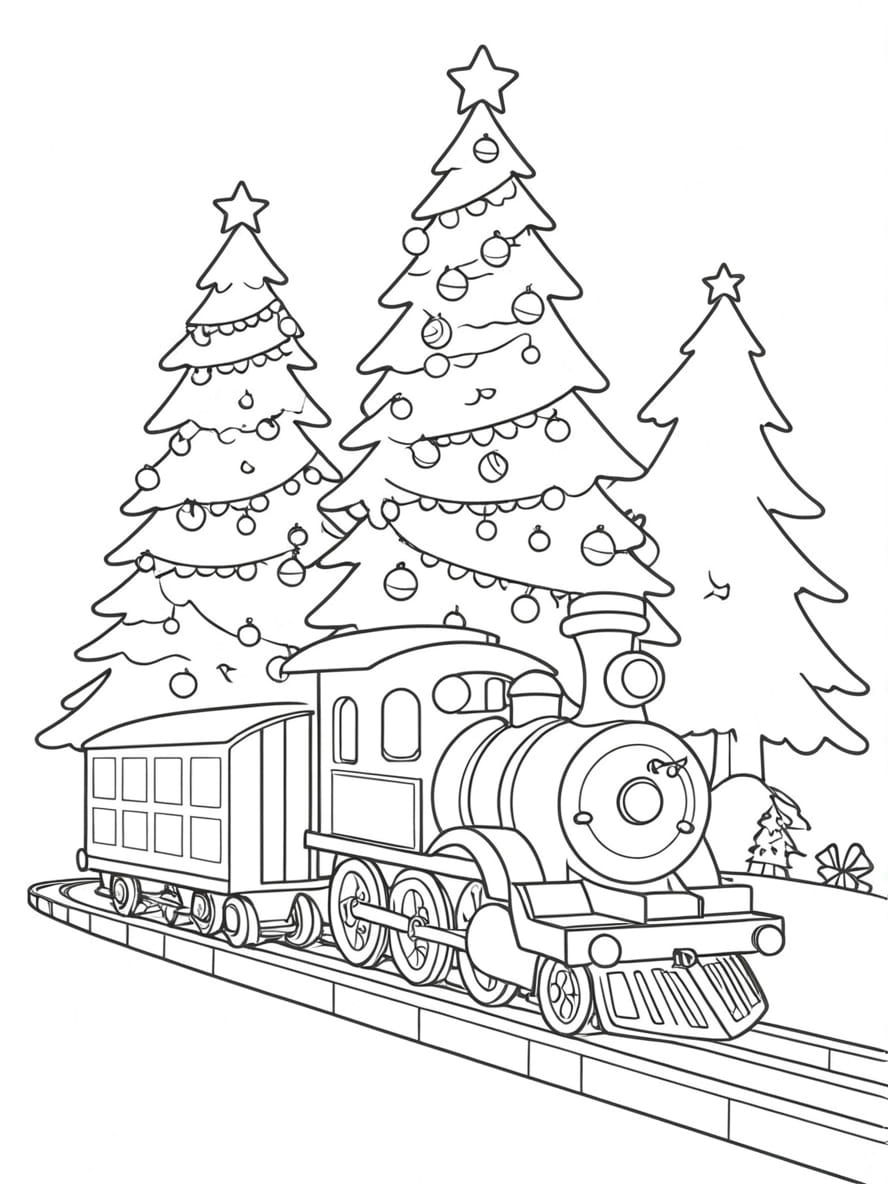 Sapin De Noel Coloriage Et Train Pour Enfant