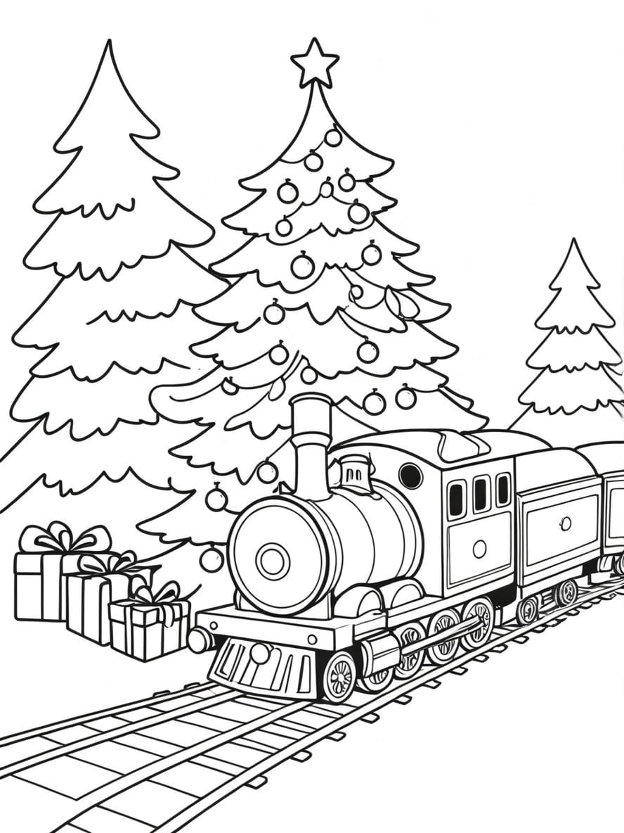 Sapin De Noel Coloriage Et Train