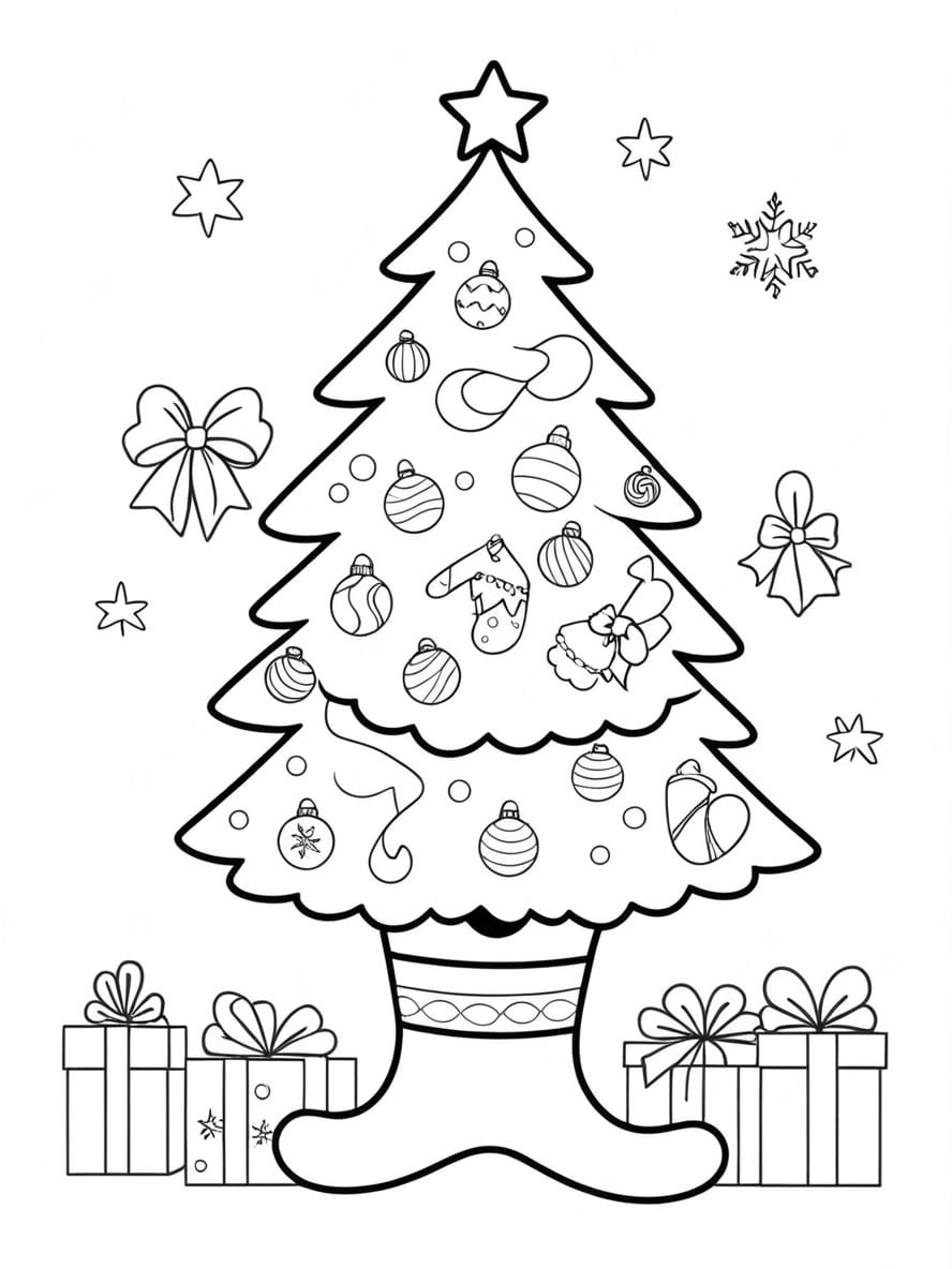 Sapin De Noel Coloriage Simple Pour Enfant