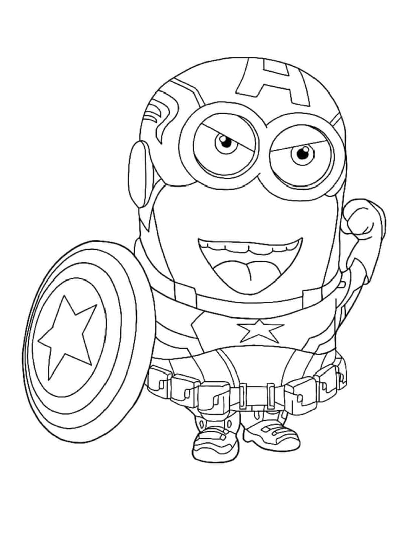 Dessins Coloriage Minion Captain America