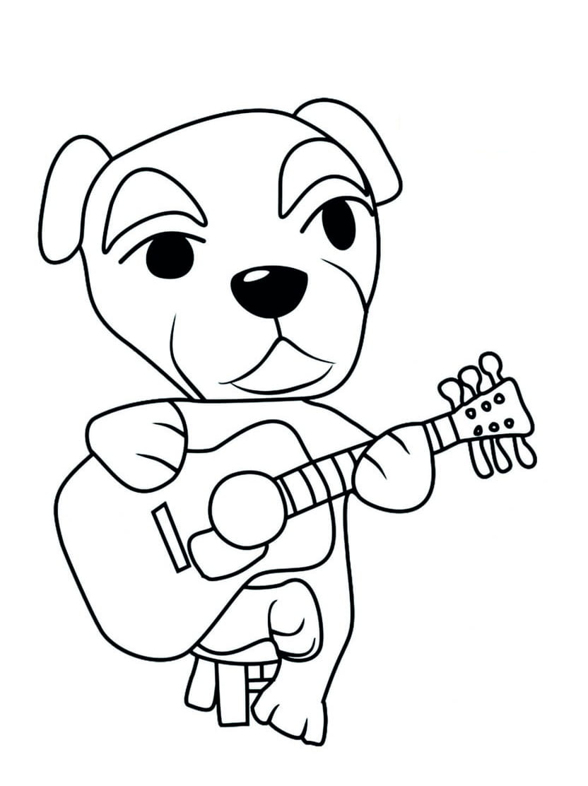 Coloriage Animal Crossing Chien Jouant De La Musique