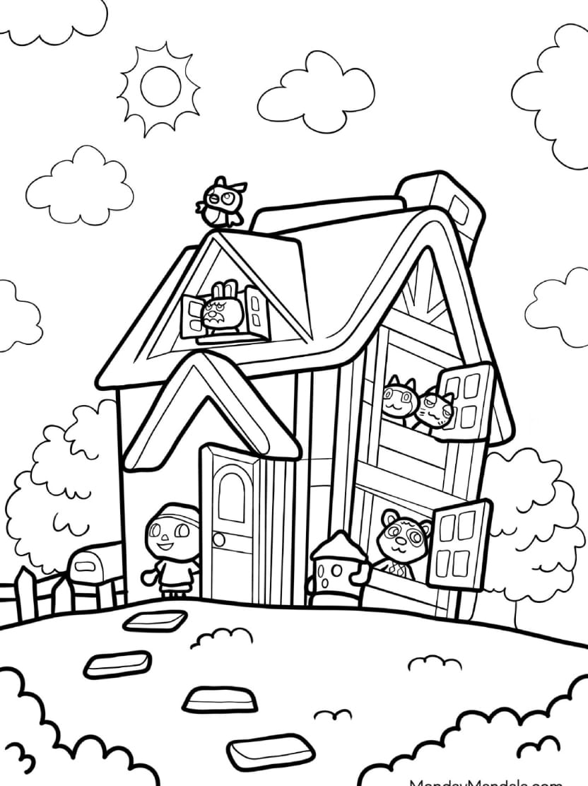 Coloriage Animal Crossing Maison