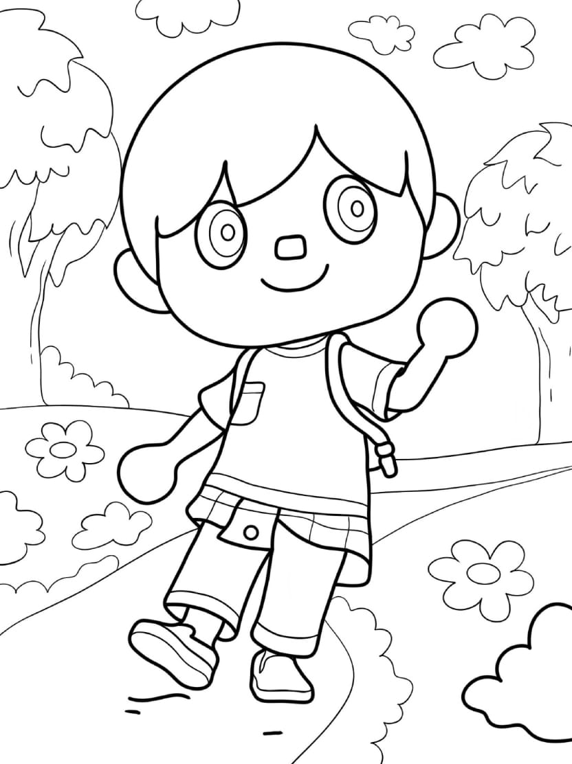 Coloriage Animal Crossing Petit Garcon Mignon