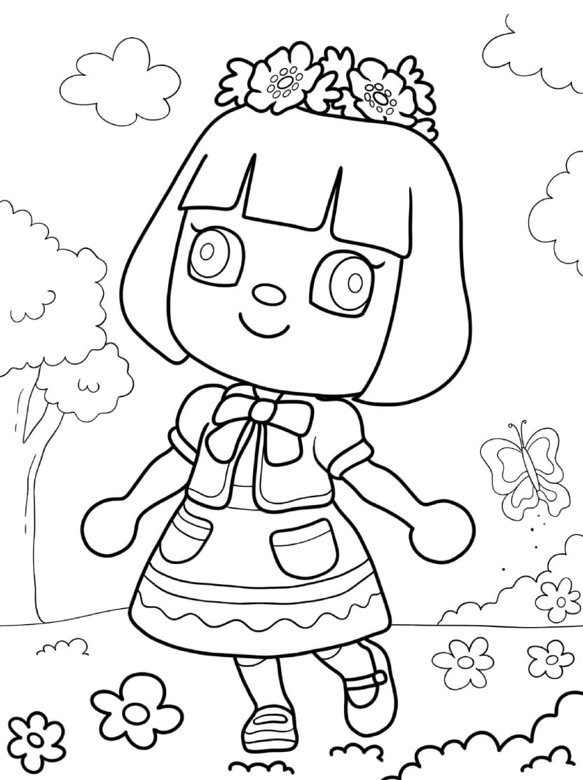 Coloriage Animal Crossing Petite Fille Mignonne