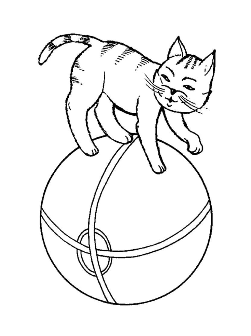 Coloriage Ballon Et Chat Artistique