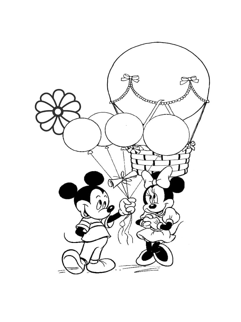 Coloriage Ballon Et Mickey