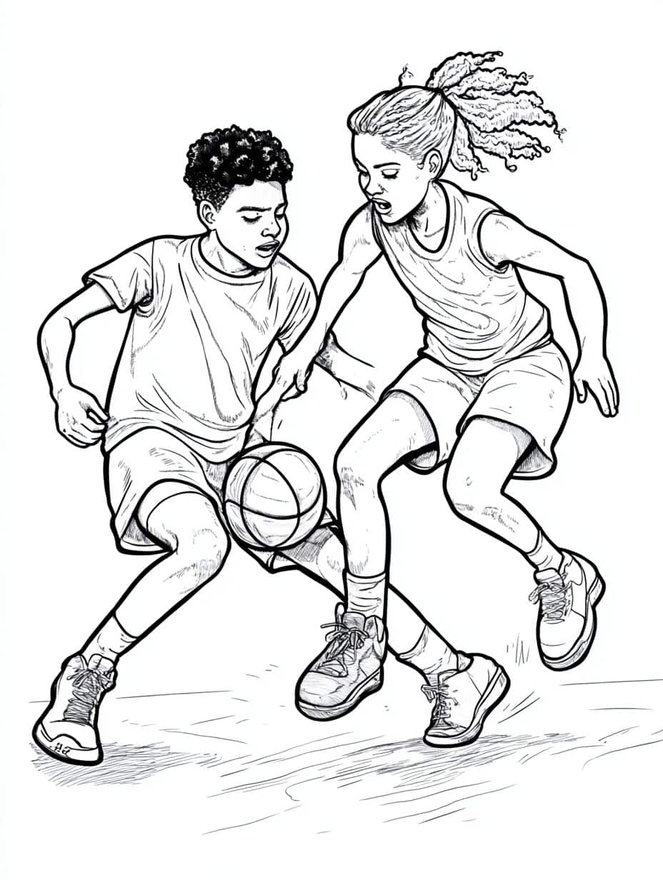 Coloriage Basket Dans L Univers Du Sport D Equipe