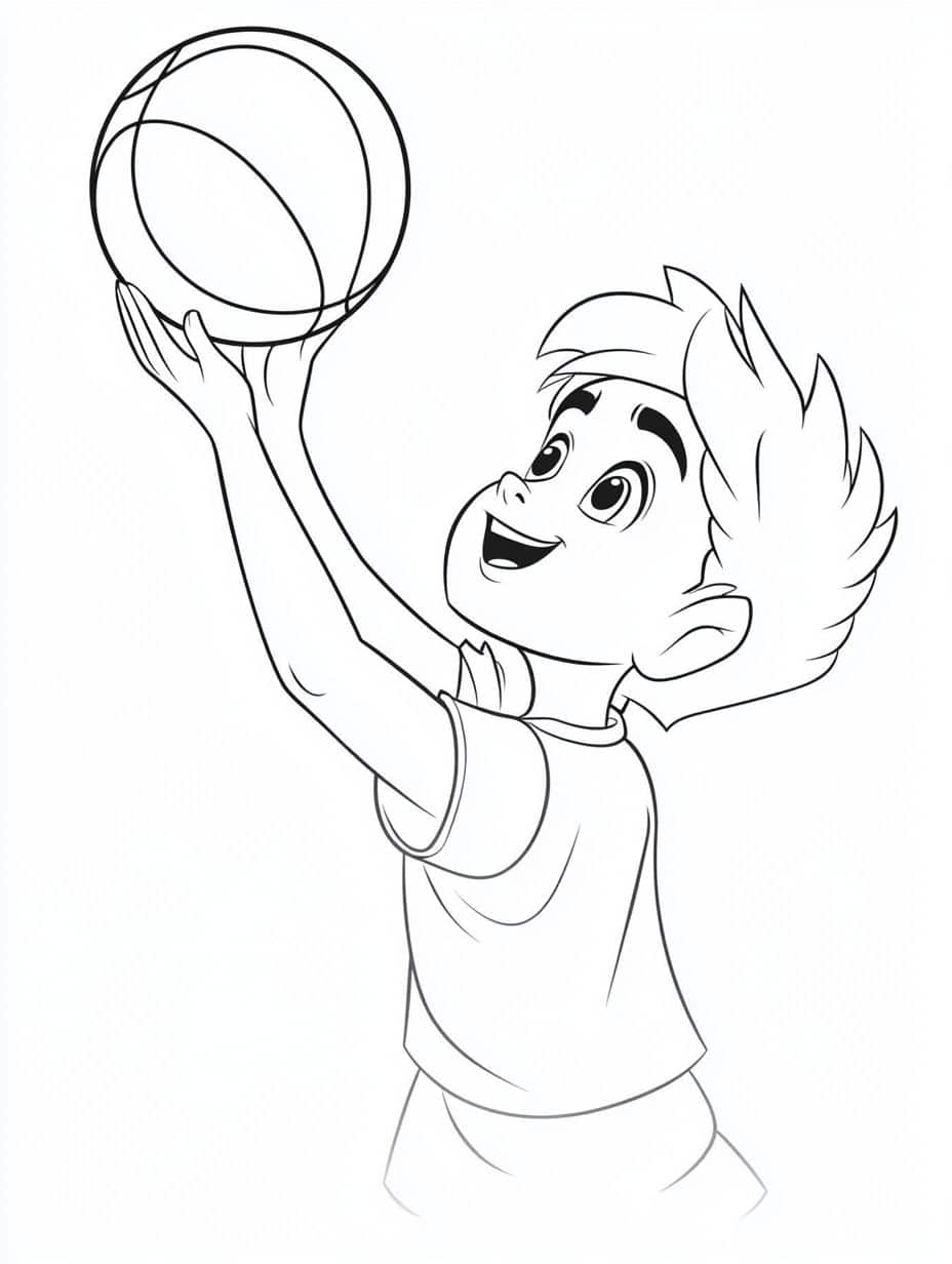 Coloriage Basket Dans Le Stade En Couleurs Vibrantes