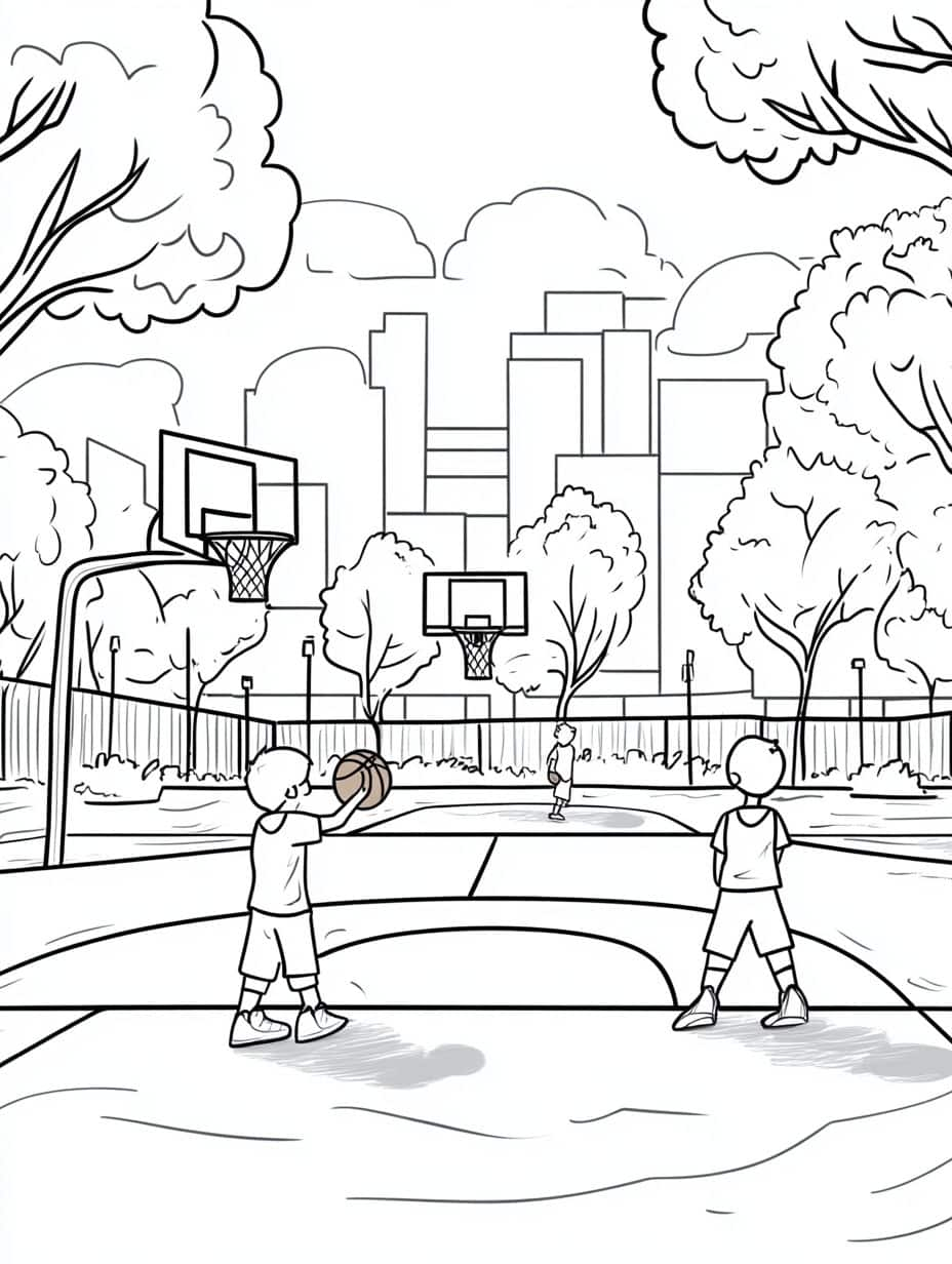 Coloriage Basket Dessin De Matchs Intenses Et Dynamiques