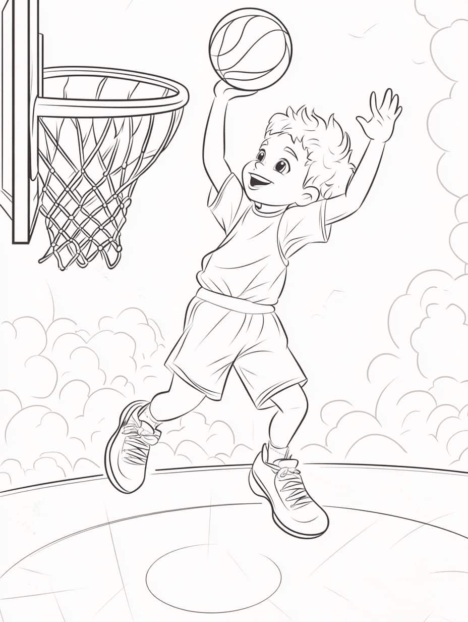 Coloriage Basket L Excitation Du Basket En Couleurs