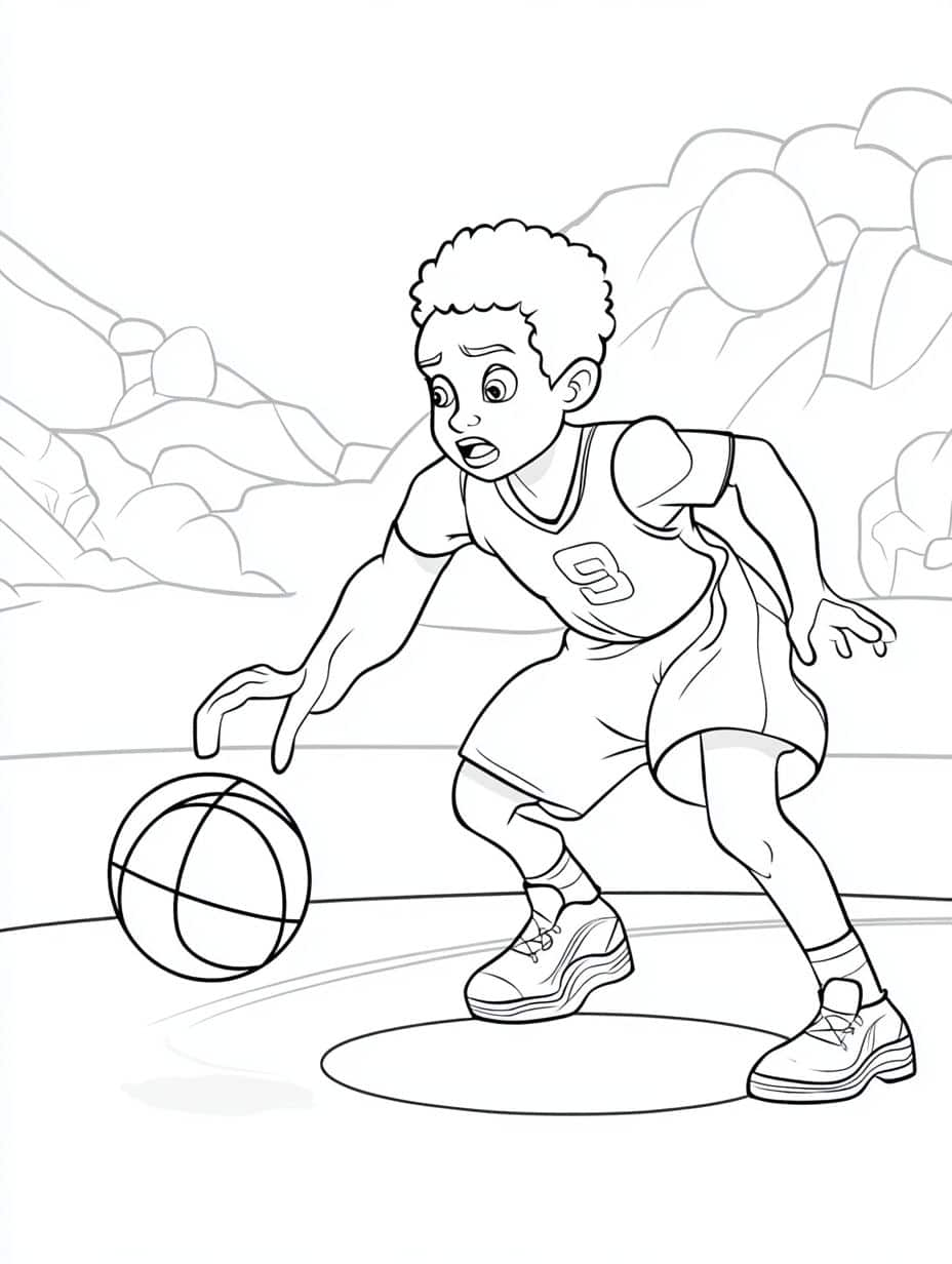 Coloriage Basket Un Dessin D Un Match De Basket Fou