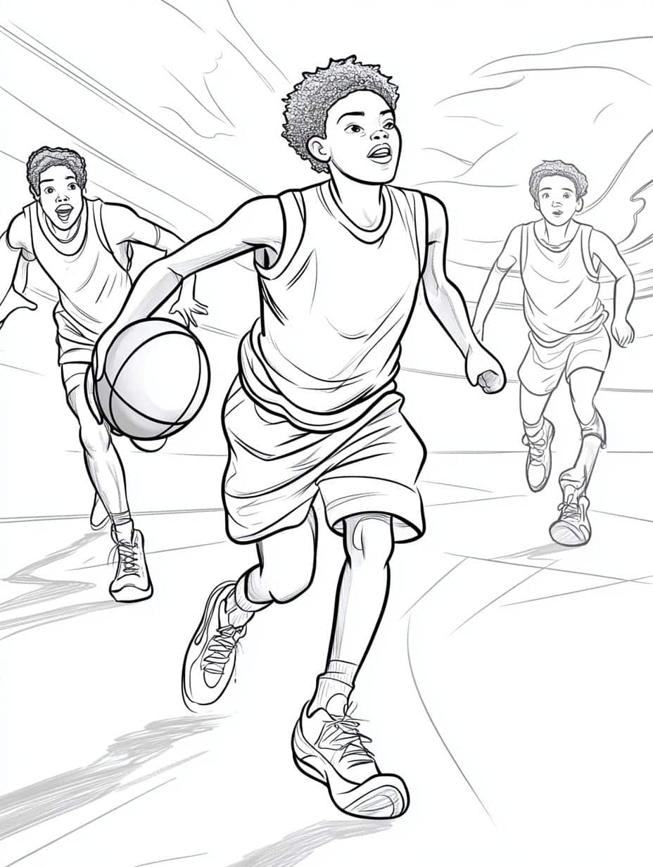 Coloriage Basket Un Dessin De Competitions Basketball