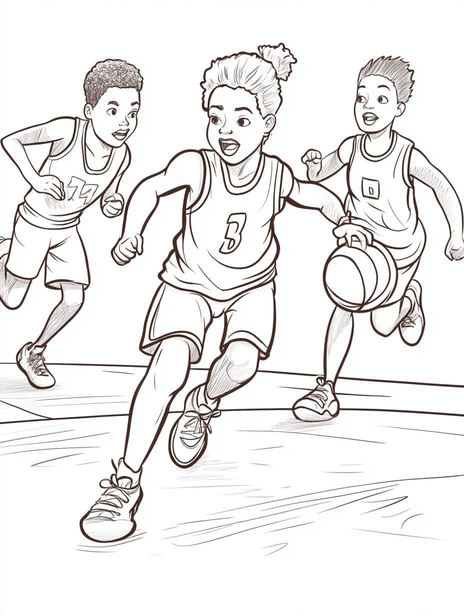 Coloriage Basket Une Saison De Basket A Imprimer