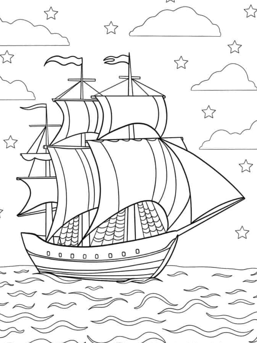 Coloriage Bateau De Voyage Pour Partir En Aventure