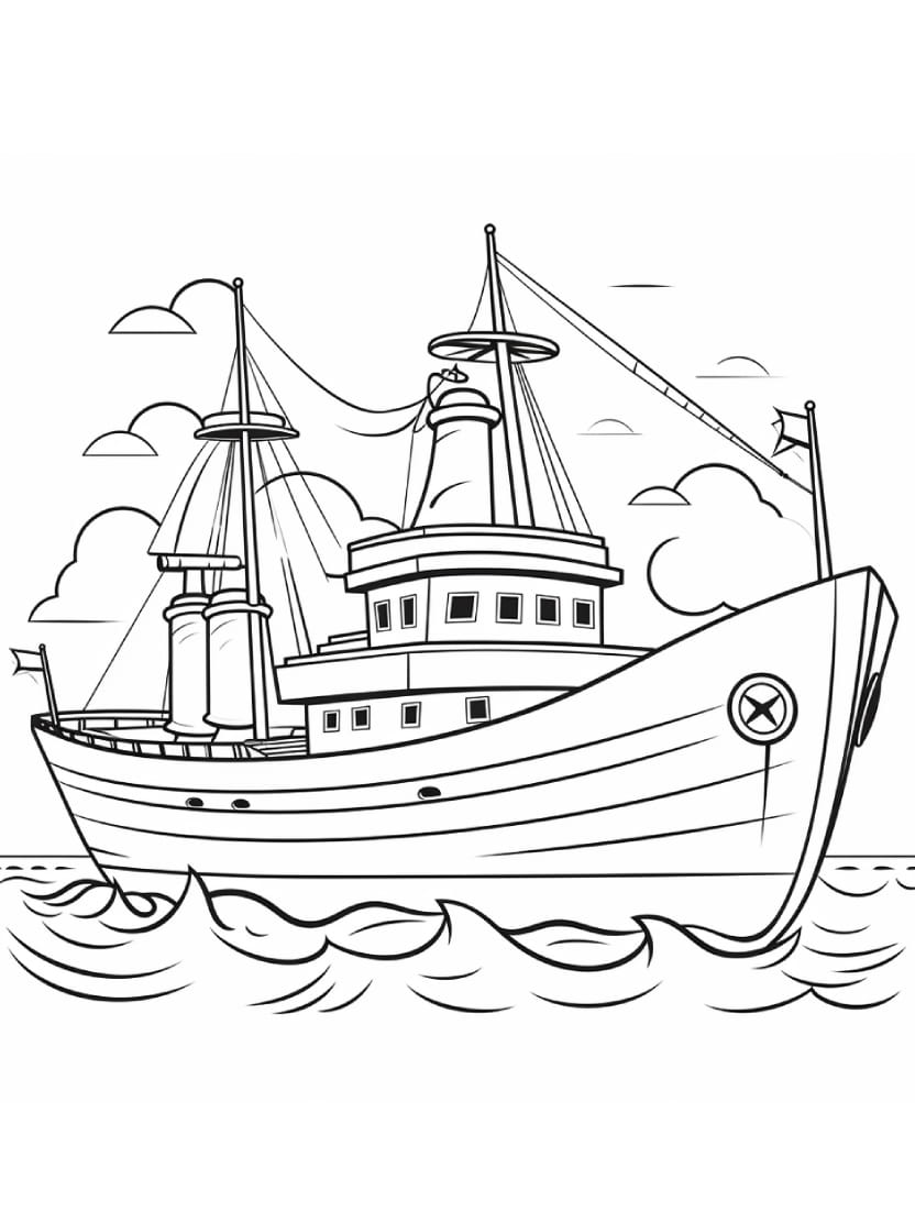 Coloriage Bateau Pour Explorer L Ocean Avec Imagination