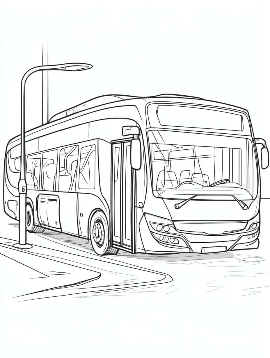 Coloriage Bus Dans Le Monde Des Vehicules De Transports