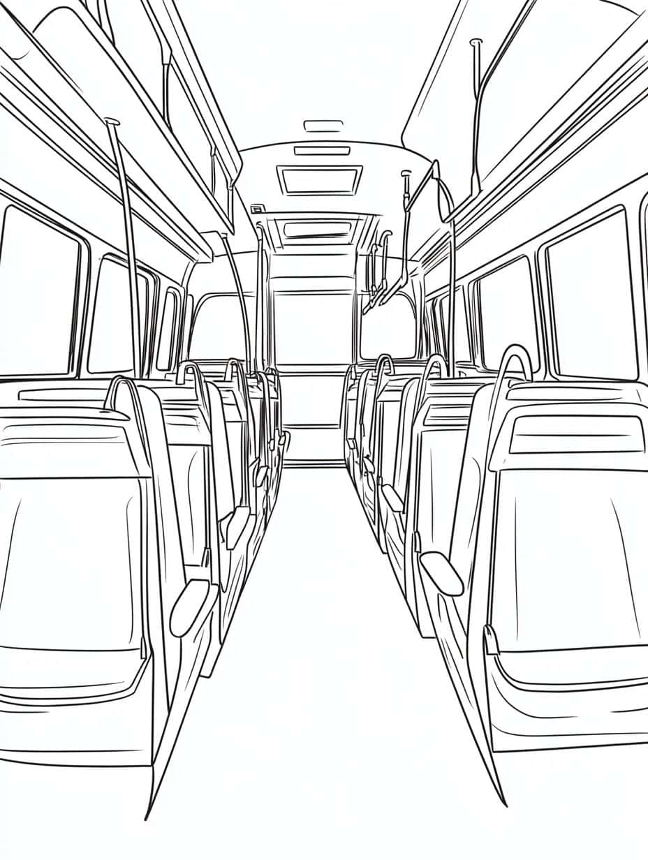 Coloriage Bus Dans Un Paysage Urbain En Couleurs