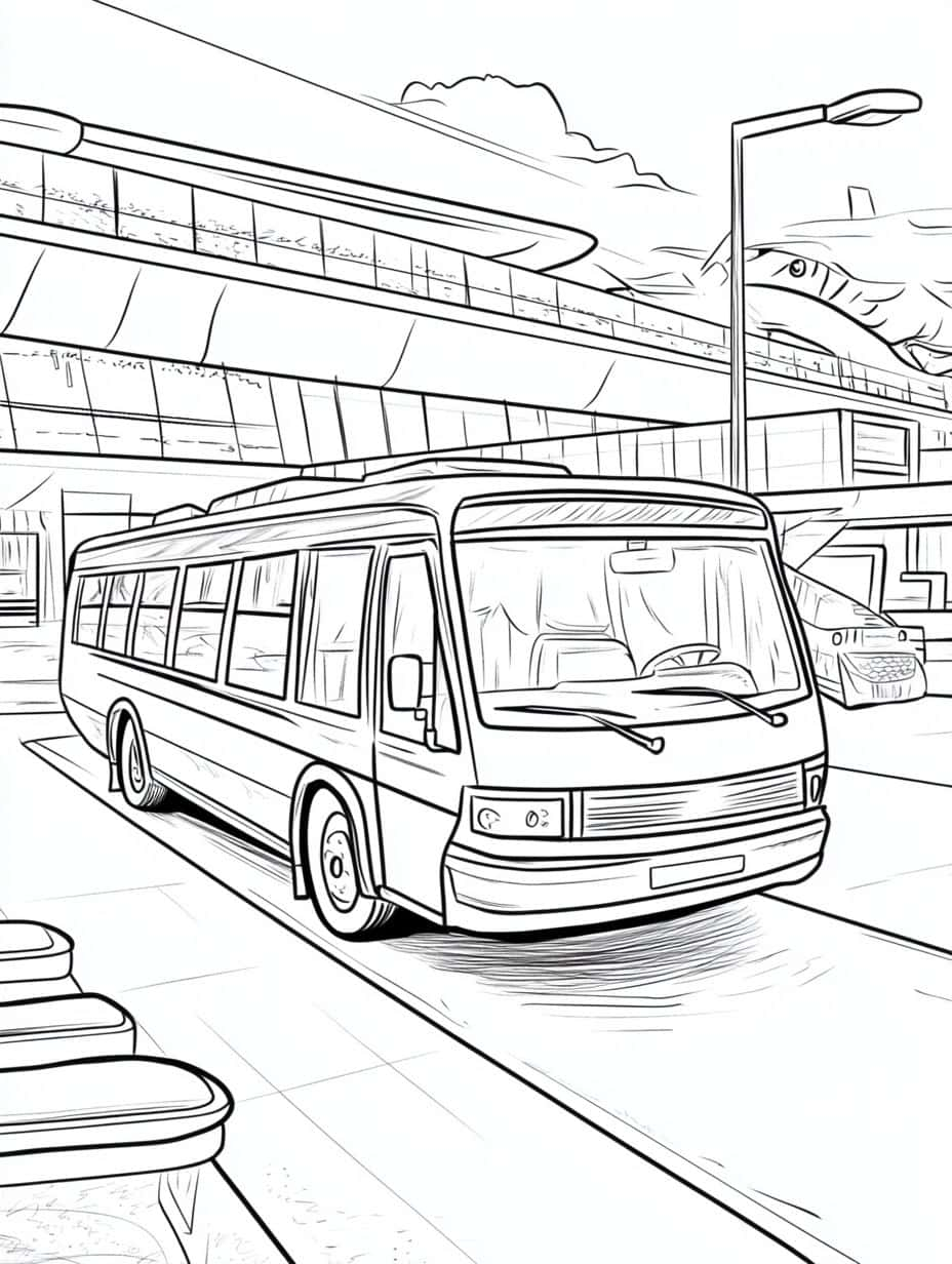 Coloriage Bus Pour Imaginer Un Voyage Sur La Route