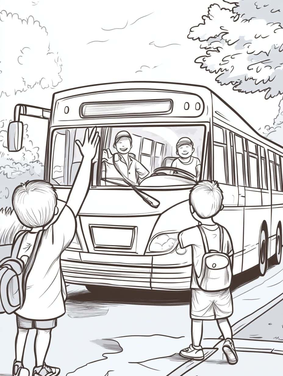 Coloriage Bus Pour L Histoire De Bus En Ville