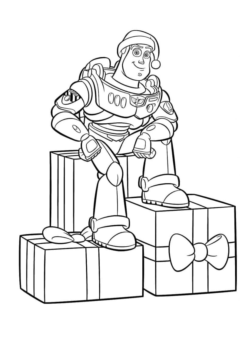 Coloriage Buzz L Eclair Et Cadeau